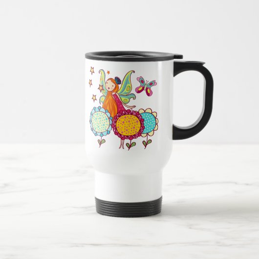 Mug De Voyage Fée de jardin avec des fleurs (Droite)