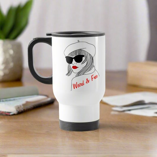 Mug De Voyage Femme Silhouette Rouge & Noir Citation Féministe L