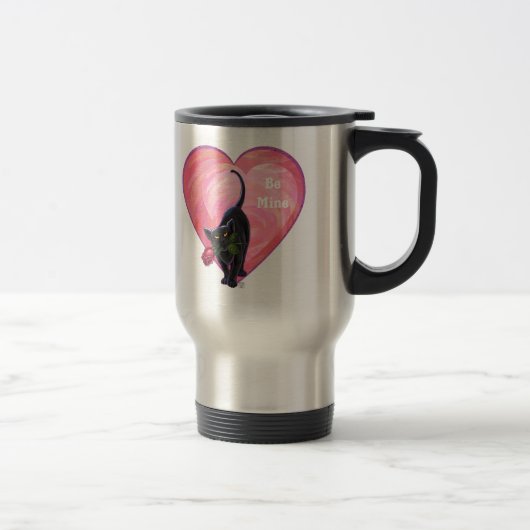 Mug De Voyage Fête de la Saint-Valentin au chat noir (Droit)