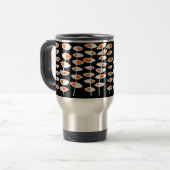 Mug De Voyage Feuille alternative - blanc et orange sur noir (Devant gauche)