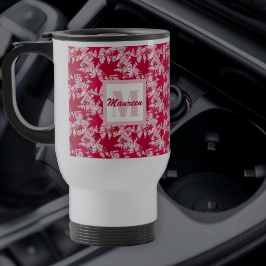Mug De Voyage Feuilles d'érable sur un Arrière - plan rose Voyag