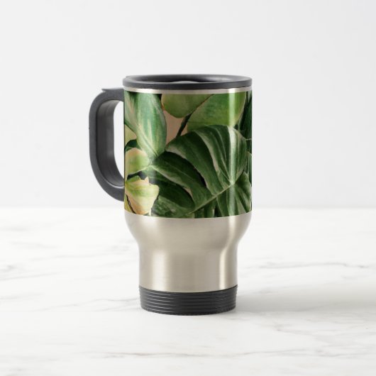Mug De Voyage Feuilles florales/hawaïennes/tropicales (Devant gauche)