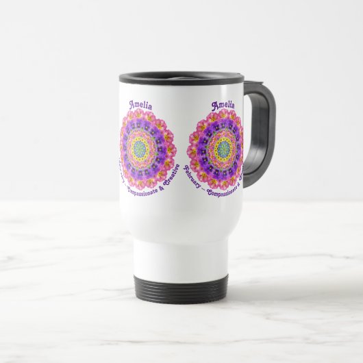Mug De Voyage Février Mois de naissance Fleur sur mesure art sym (Devant droit)