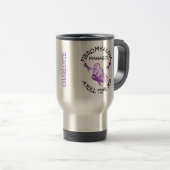 Mug De Voyage Fibromyalgie Purple Awareness Rubans Papillons (Devant droit)