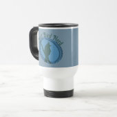 Mug De Voyage Fier Oiseau Nerd Silhouette Bleu Gris Birder (Devant gauche)