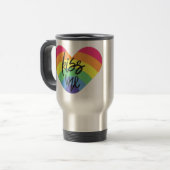 Mug De Voyage Fierté - embrasse-moi. L'amour est juste. (Devant gauche)