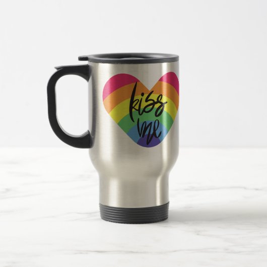 Mug De Voyage Fierté - embrasse-moi. L'amour est juste. (Gauche)
