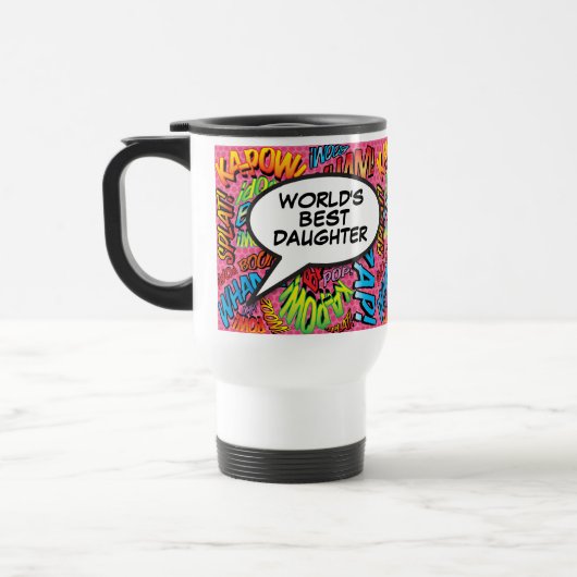 Mug De Voyage Fille Amusant Bande Dessinée Rétro Pop Art Rose (Gauche)