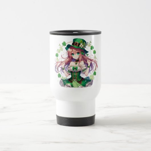 Mug De Voyage Fille d'anime de la Saint Patrick's Day (Centre)