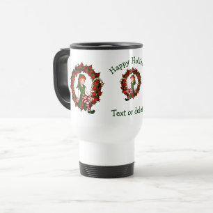 Mug De Voyage Fille Elf Wreath Fête de Noël personnalisée