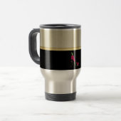 Mug De Voyage Fille moderne élégante, Noir, Crème, Talon Fleur (Devant gauche)