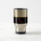 Mug De Voyage Fille moderne élégante, Noir, Crème, Talon Fleur (Centre)