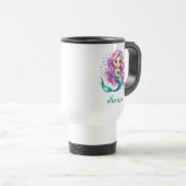 Mug De Voyage Fille Pastel Purple Sirène thème Anniversaire Fave (Devant droit)