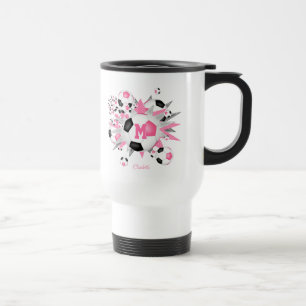 Mug De Voyage filles balle de football soufflé rose noir