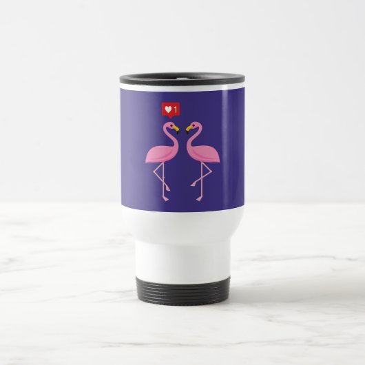 Mug De Voyage Flamant rose Rose Comme Heart Pastel (Centre)