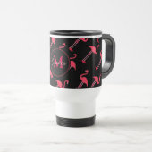 Mug De Voyage Flamants roses roses sur Noir Personnalisé (Devant droit)