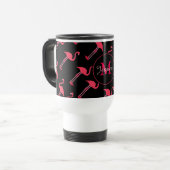 Mug De Voyage Flamants roses roses sur Noir Personnalisé (Devant gauche)