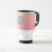 Mug De Voyage Fleur bleue sur fond rose (Devant droit)