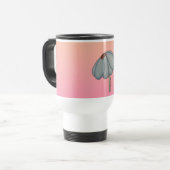 Mug De Voyage Fleur bleue sur fond rose (Devant gauche)
