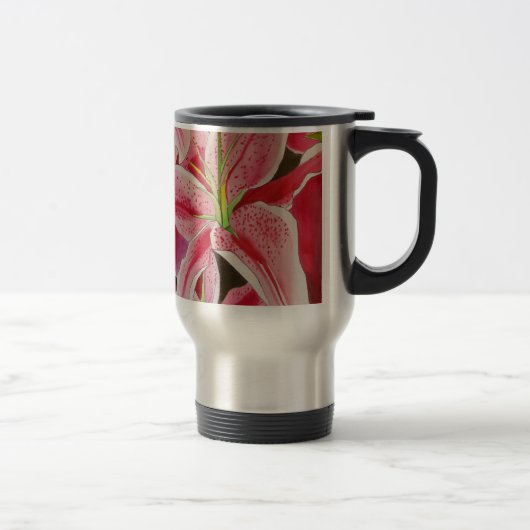 Mug De Voyage Fleur d'aquarelle Stargazer rose lièvre (Droit)