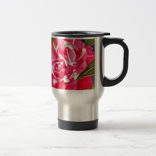 Mug De Voyage Fleur d'art aquarelle de camélia rose vif (Droit)