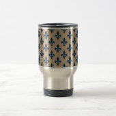 Mug De Voyage Fleur de Lis, Navy Blue on Beige, Royal, Your Name (Centre)