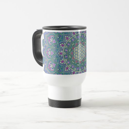 Mug De Voyage Fleur De Vie - Mandala India Style 1 (Devant gauche)