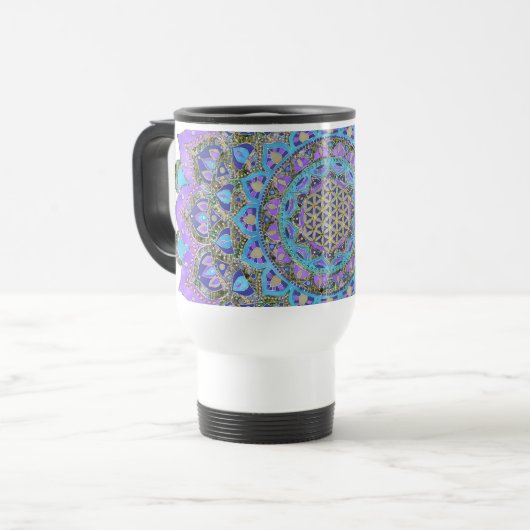 Mug De Voyage Fleur De Vie - Mandala India Style 2 (Devant gauche)