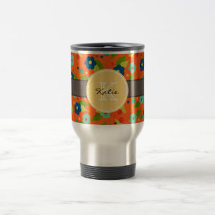Mug De Voyage Fleur décorée d'un monogramme
