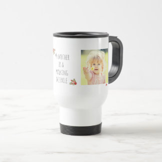 Mug De Voyage Fleur élégante et photo de famille Fête des mères
