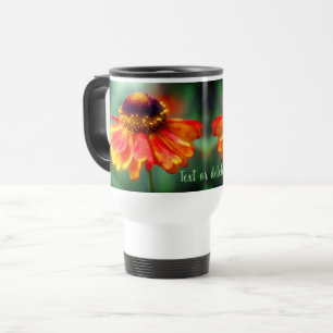Mug De Voyage Fleur Faisée Orange Et Jaune Personnalisée