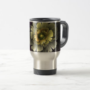 Mug De Voyage Fleur fractale grise de pourpre moderne abstraite