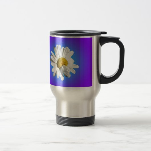 Mug De Voyage Fleur marguerite blanche Flore pourpre Bleu Dégrad (Droit)