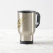 Mug De Voyage Fleur Or Abstraite de luxe Faux (Devant droit)
