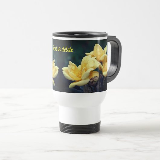 Mug De Voyage Fleur Rosebud Jaune Personnalisée (Devant droit)
