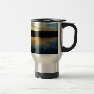 Mug De Voyage Fleur sauvage, coucher de soleil bleu