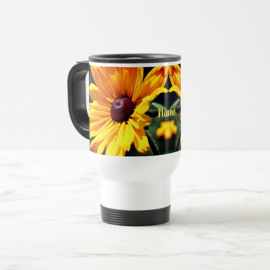 Mug De Voyage Fleur Susan aux yeux noirs personnalisée (Devant gauche)