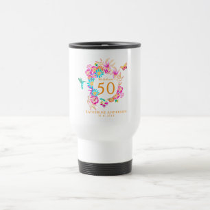 Mug De Voyage Fleurissement élégant 50e anniversaire