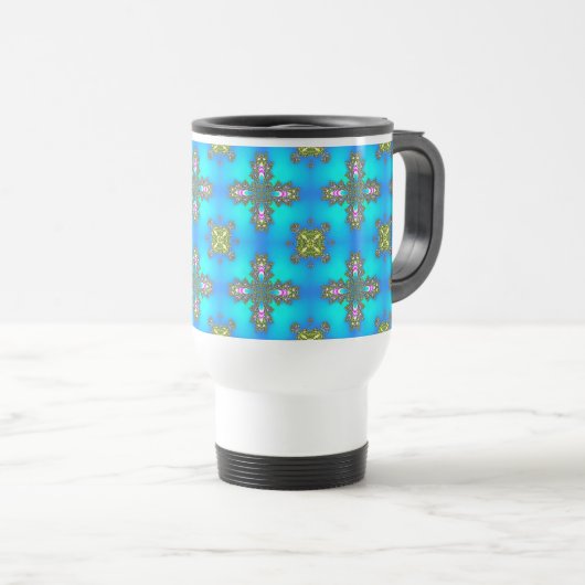 Mug De Voyage Fleurs Artdeco dans le style rétro (Devant droit)