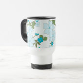 Mug De Voyage Fleurs Bleues, Motif De Fleurs, Votre Nom (Devant gauche)