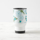Mug De Voyage Fleurs Bleues, Motif De Fleurs, Votre Nom (Centre)
