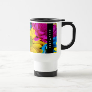 Mug De Voyage Fleurs colorées, Faisées, Boho, Votre Nom