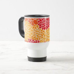 Mug De Voyage Fleurs Dahlia, Motif De Fleurs, Dahlia Orange
