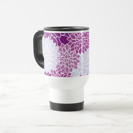 Mug De Voyage Fleurs Dahlia, Motif De Fleurs, Dahlia Violet (Devant gauche)