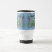 Mug De Voyage Fleurs de bromeliade sur bleu (Centre)