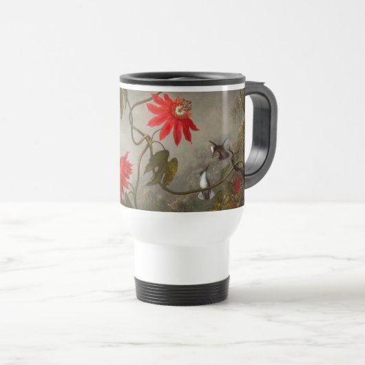 Mug De Voyage Fleurs de passion avec tête de colibris (Devant droit)