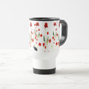 Mug De Voyage Fleurs de pavot lapin lapin Floral