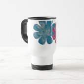Mug De Voyage Fleurs de verre (rose/turquoise) (Devant gauche)