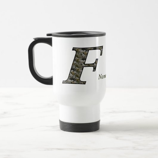Mug De Voyage Fleurs d'hydrangea personnalisées avec initiale de (Gauche)