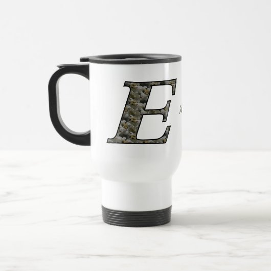 Mug De Voyage Fleurs d'hydrangea personnalisées avec initiale de (Gauche)